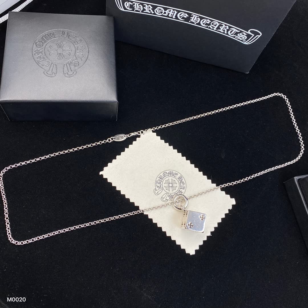 Chrome Hearts Sterling Silver Necklace with Logo Pendant